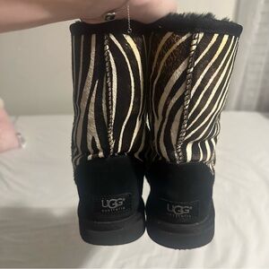 UGG Black and Cream Zebra Pattern Boots